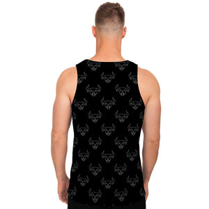 Black And White Bull Pattern Print Men's Tank Top