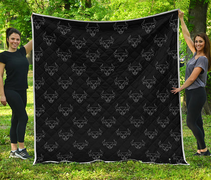 Black And White Bull Pattern Print Quilt