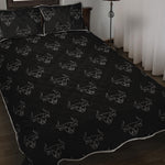 Black And White Bull Pattern Print Quilt Bed Set