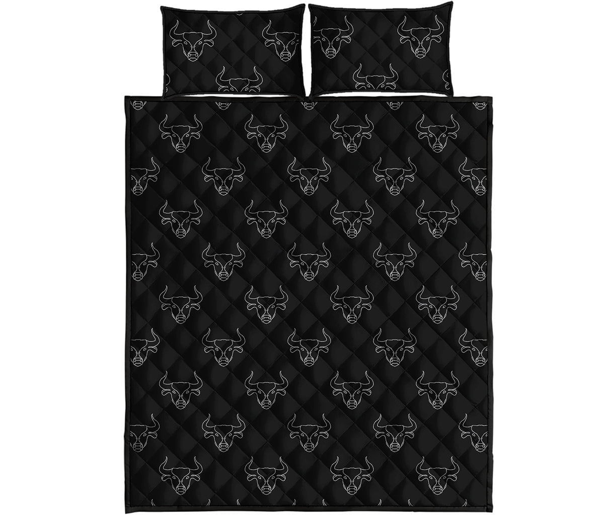 Black And White Bull Pattern Print Quilt Bed Set