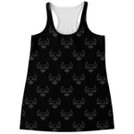 Black And White Bull Pattern Print Women's Racerback Tank Top
