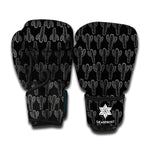 Black And White Cactus Pattern Print Boxing Gloves