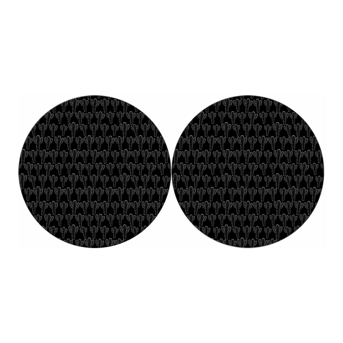Black And White Cactus Pattern Print Car Coasters