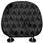 Black And White Cactus Pattern Print Car Headrest Covers