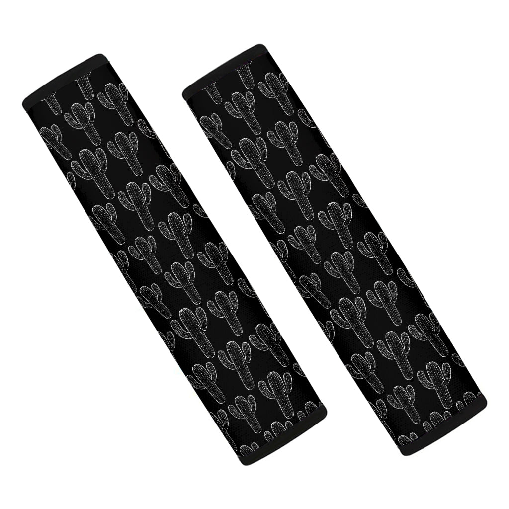 Black And White Cactus Pattern Print Car Seat Belt Covers