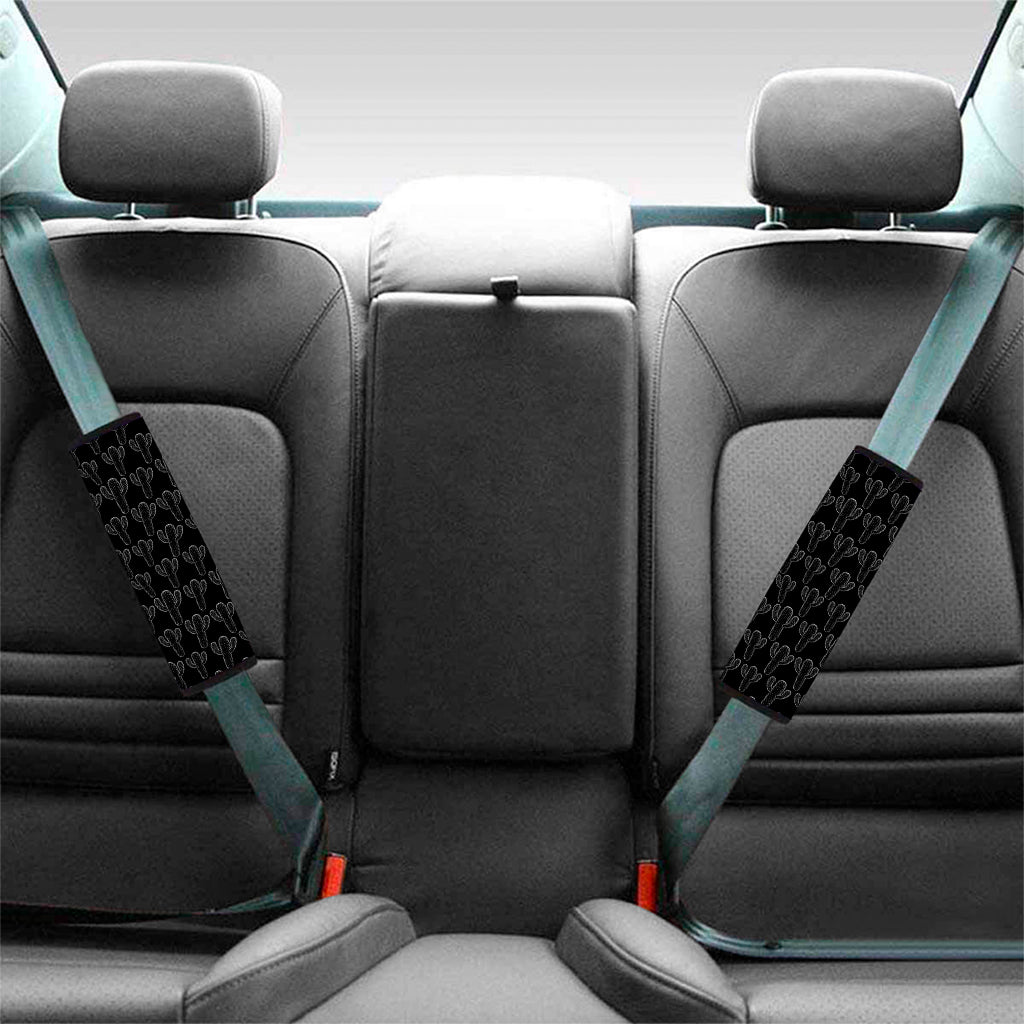 Black And White Cactus Pattern Print Car Seat Belt Covers