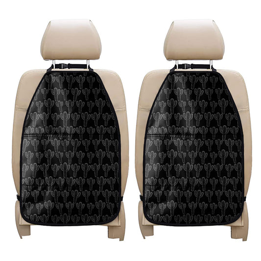 Black And White Cactus Pattern Print Car Seat Organizers
