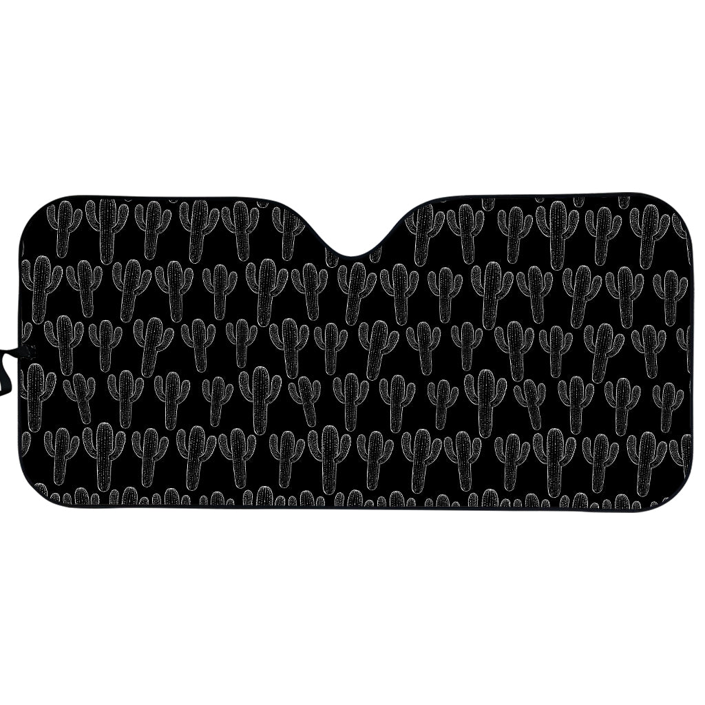 Black And White Cactus Pattern Print Car Sun Shade