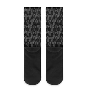 Black And White Cactus Pattern Print Crew Socks