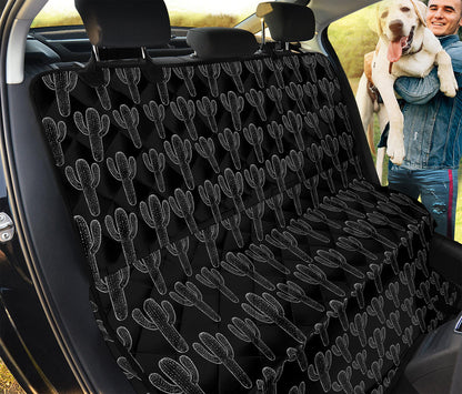 Black And White Cactus Pattern Print Pet Car Back Seat Cover