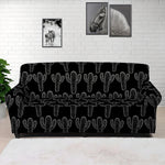 Black And White Cactus Pattern Print Sofa Cover