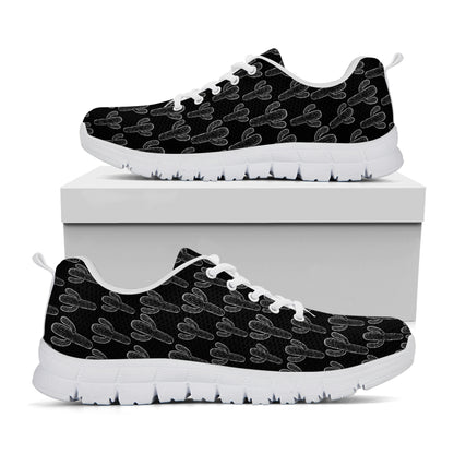 Black And White Cactus Pattern Print White Sneakers