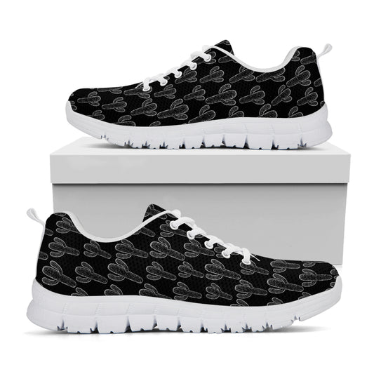 Black And White Cactus Pattern Print White Sneakers