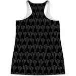 Black And White Cactus Pattern Print Women's Racerback Tank Top