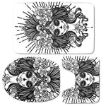 Black And White Calavera Girl Print 3 Piece Bath Mat Set