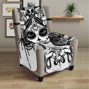 Black And White Calavera Girl Print Armchair Protector