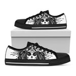 Black And White Calavera Girl Print Black Low Top Shoes 