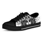 Black And White Calavera Girl Print Black Low Top Shoes 