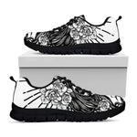 Black And White Calavera Girl Print Black Sneakers