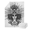 Black And White Calavera Girl Print Blanket