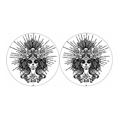 Black And White Calavera Girl Print Car Coasters