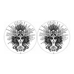Black And White Calavera Girl Print Car Coasters
