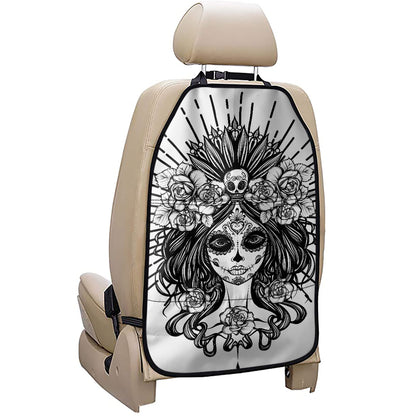Black And White Calavera Girl Print Car Seat Organizers