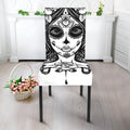 Black And White Calavera Girl Print Dining Chair Slipcover