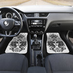 Black And White Calavera Girl Print Front and Back Car Floor Mats