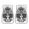 Black And White Calavera Girl Print Front Car Floor Mats