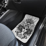 Black And White Calavera Girl Print Front Car Floor Mats