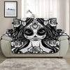 Black And White Calavera Girl Print Half Sofa Protector