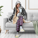 Black And White Calavera Girl Print Hooded Blanket