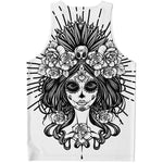 Black And White Calavera Girl Print Men's Tank Top