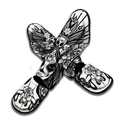Black And White Calavera Girl Print Muay Thai Shin Guard