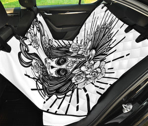 Black And White Calavera Girl Print Pet Car Back Seat Cover