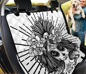 Black And White Calavera Girl Print Pet Car Back Seat Cover