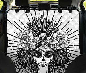 Black And White Calavera Girl Print Pet Car Back Seat Cover