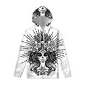 Black And White Calavera Girl Print Pullover Hoodie