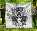 Black And White Calavera Girl Print Quilt