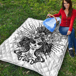 Black And White Calavera Girl Print Quilt