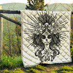 Black And White Calavera Girl Print Quilt