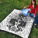 Black And White Calavera Girl Print Quilt