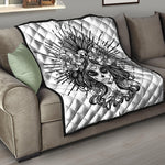 Black And White Calavera Girl Print Quilt