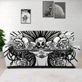 Black And White Calavera Girl Print Sofa Cover