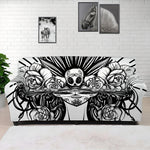 Black And White Calavera Girl Print Sofa Cover