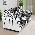 Black And White Calavera Girl Print Sofa Cover
