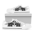 Black And White Calavera Girl Print White Low Top Sneakers