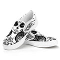 Black And White Calavera Girl Print White Slip On Sneakers