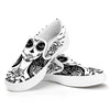 Black And White Calavera Girl Print White Slip On Shoes